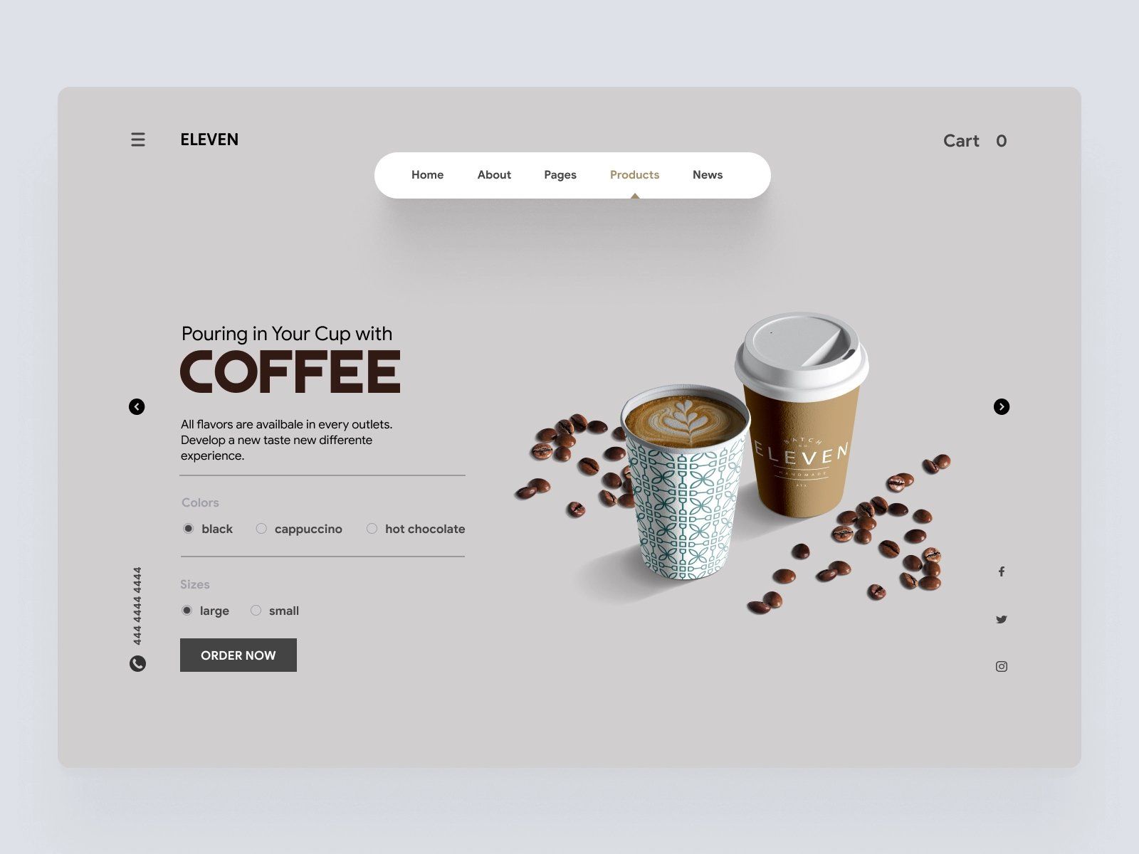 咖啡饮品类WEB网页界面设计网站制作参考（12图）